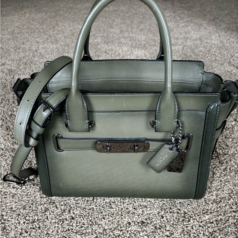 Authentic Coach purse in dark sage green